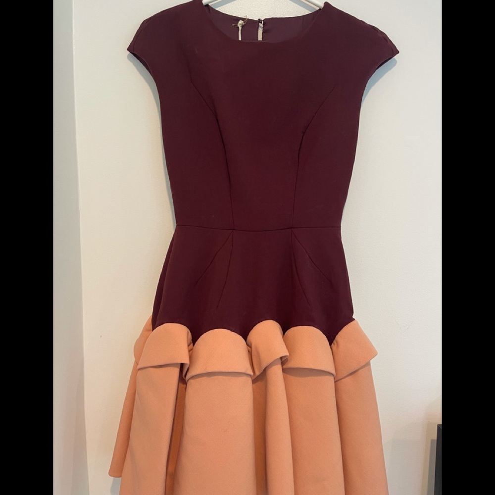 delpozo couture dress burgundy / peach